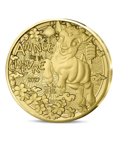 2027 France Year of the Goat Paris Mint Lunar €1/4 UNC Coin in Capsule