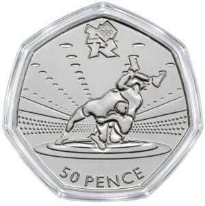 2011 Wrestling - London Olympics BU 50p Coin in Capsule