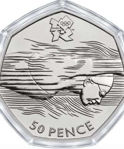 2011 Aquatics – London Olympics BU 50p Coin in Capsule