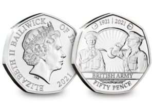 2021 Jersey Remembrance Royal Army BU 50p Coin in Capsule