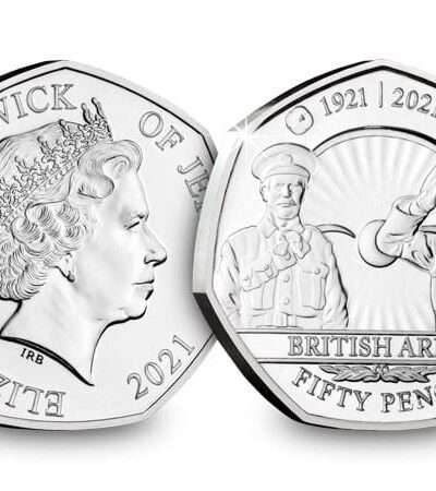 2021 Jersey Remembrance Royal Army BU 50p Coin in Capsule