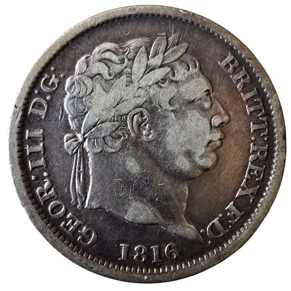 1816 George III Silver Shilling – Very Fine (VF) Condition | Rare British Coin