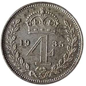 Rare 1935 Maundy Fourpence (4p) Silver Coin - King George V