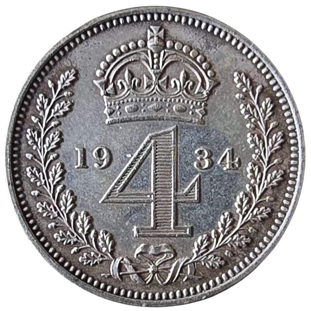 Rare 1934 Maundy Fourpence (4p) Silver Coin - King George V