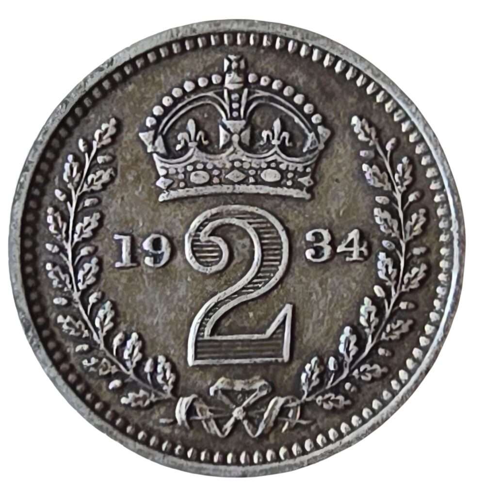 Rare 1934 Maundy Twopence (2p) Silver Coin - King George V