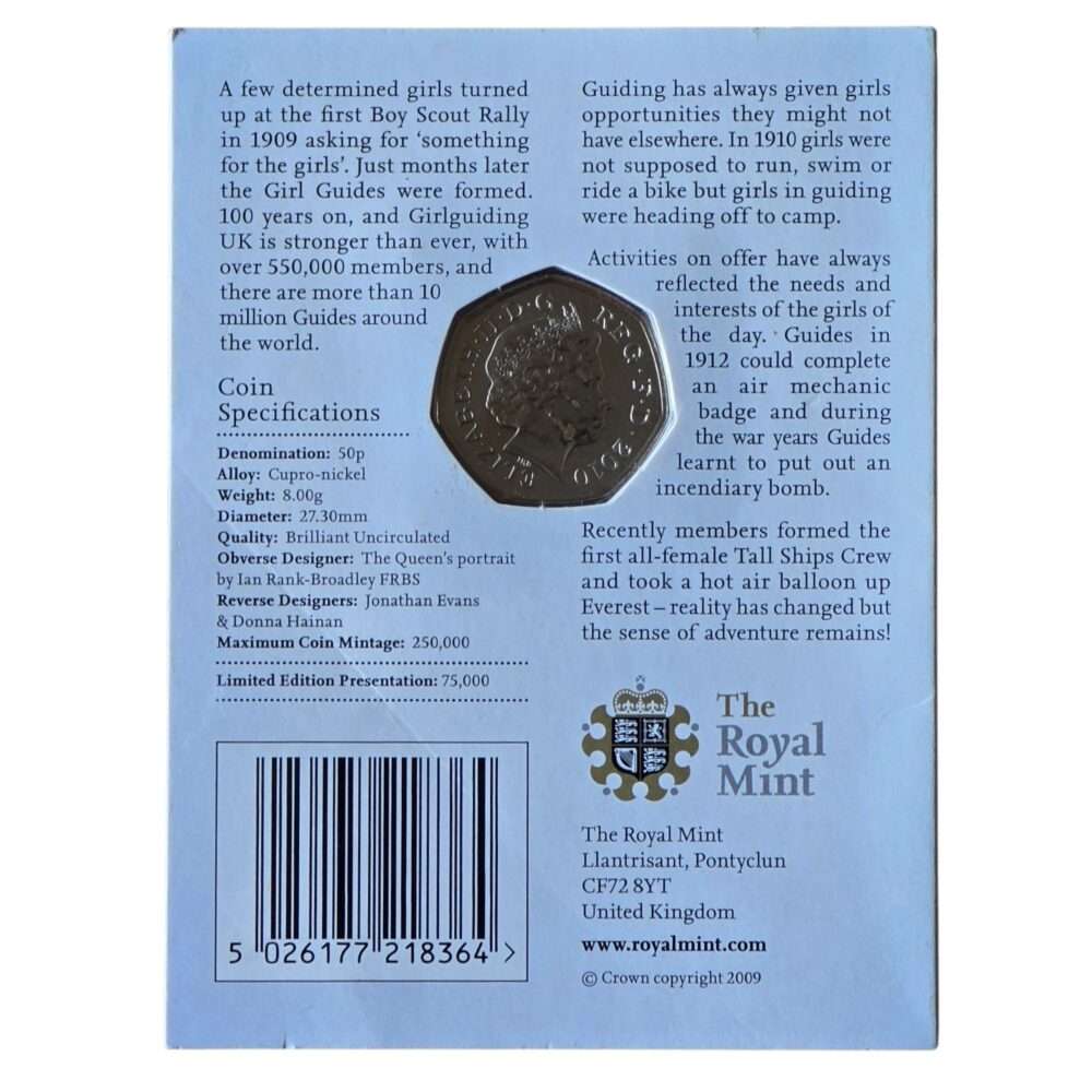 2010 Girlguiding 50p BU Small Mint Pack