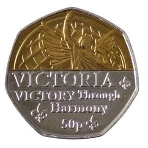 2022 Jersey 'Victoria' Half Gold Plated 50p BU Coin in Capsule