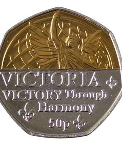 2022 Jersey ‘Victoria’ Half Gold Plated 50p BU Coin in Capsule