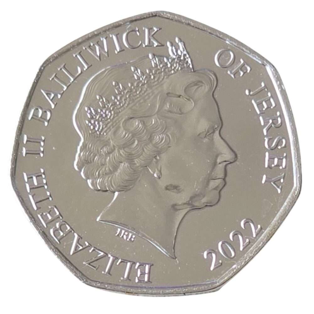 2022 Jersey 'Animus' Half Gold Plated 50p BU Coin in Capsule