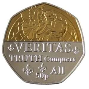 2022 Jersey 'Veritas' Half Gold Plated 50p BU Coin in Capsule