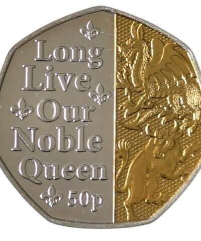 2022 Isle of Man ‘Long Live Our Noble Queen’ Half Gold Plated 50p BU Coin in Capsule