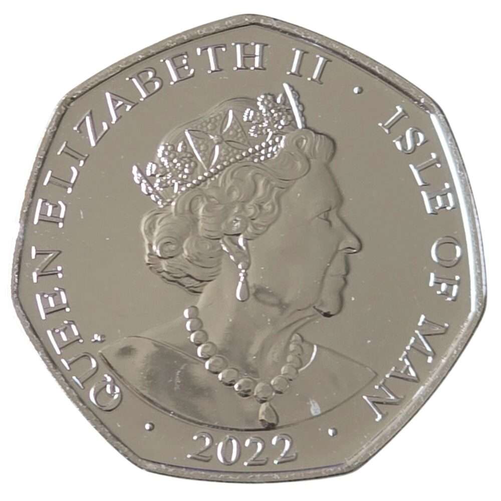 2022 Isle of Man 'Send Her Victorious' Half Gold Plated 50p BU Coin in Capsule