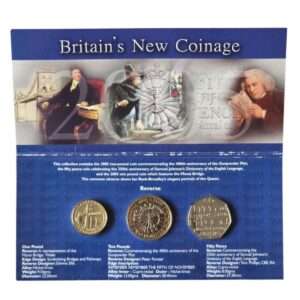 2005 Britain's New Coinage 3-Coin Royal Mint BU Pack