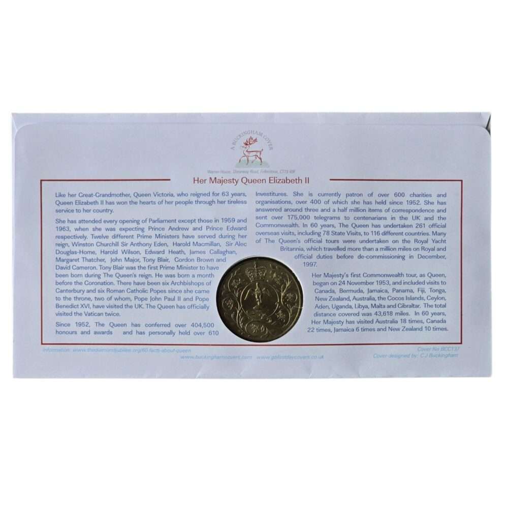 1977 2012 Diamond Jubilee 1 Crown Coin Cover by Buckingham Covers