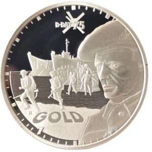 2019 Alderney 75th Anniversary D-Day 'Gold' Silver Plated Proof 50p Coin in Capsule