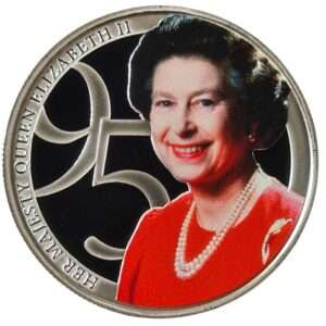 2021 Jersey Queen 95 Birthday 'Red Photographic' £5 Proof-like Silver Plated Coin in Capsule