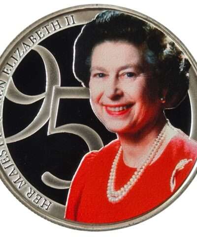 2021 Jersey Queen 95 Birthday ‘Red Photographic’ £5 Proof-like Silver Plated Coin in Capsule