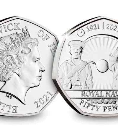 2021 Jersey Remembrance Royal Navy BU 50p Coin in Capsule