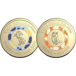 2026 Australian Bluey and Bingo Coloured Circulation $2 Coin Set