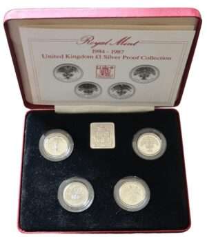 1984 1987 UK Coin £1 Silver Proof Coin Set