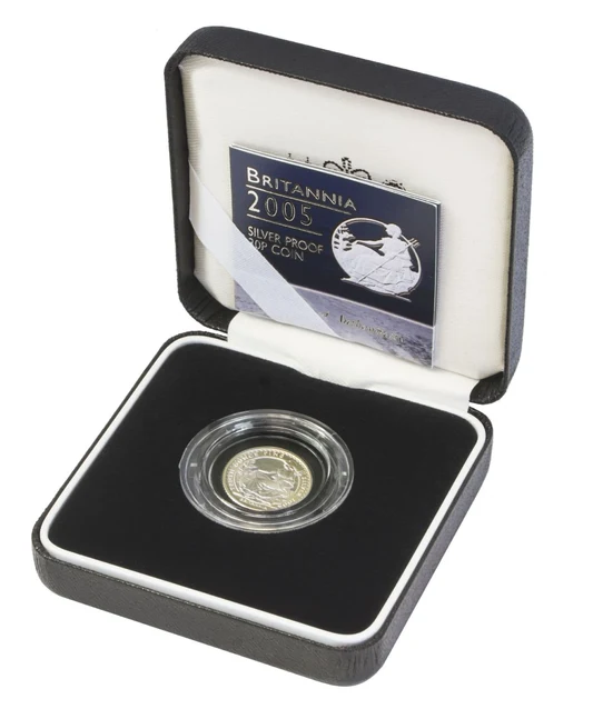 VAT Free: 2005 Britannia Silver 1/10 Oz Proof Coin in Box with COA