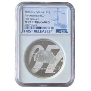 2020 James Bond 02 'Pay Attention' 2 Oz Silver Proof PF70 Ultra Cameo