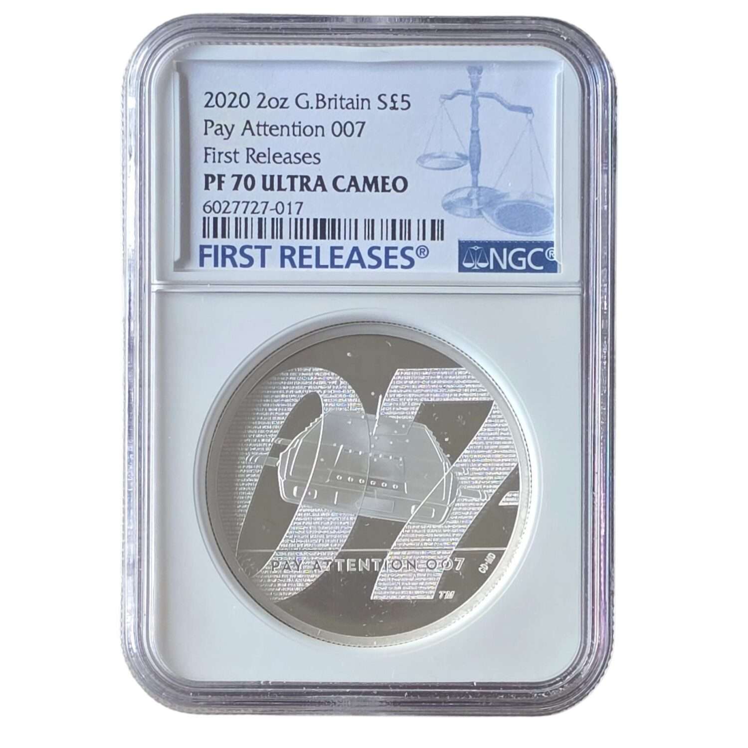 2020 James Bond 02 'Pay Attention' 2 Oz Silver Proof PF70 Ultra Cameo