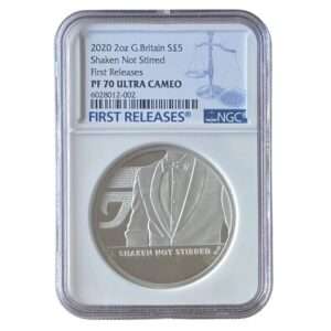 2020 James Bond 03 'Shaken Not Stirred' 2 Oz Silver Proof PF70 Ultra Cameo