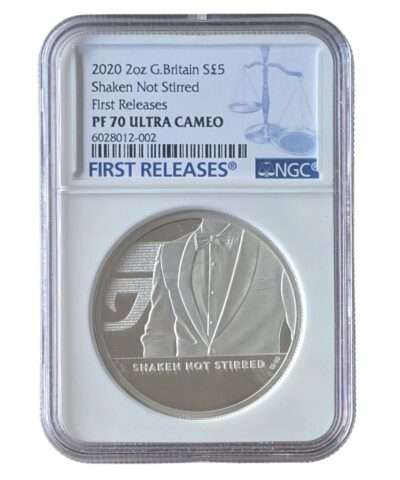 2020 James Bond 03 ‘Shaken Not Stirred’ 2 Oz Silver Proof PF70 Ultra Cameo