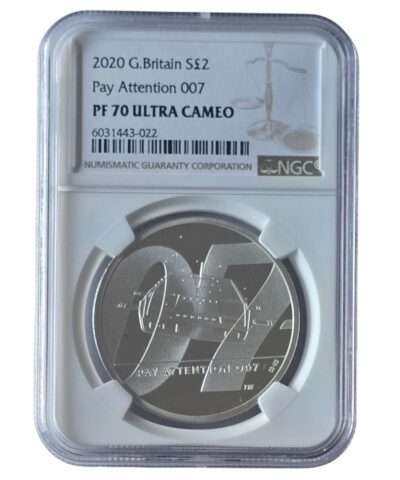 2020 James Bond 02 ‘Pay Attention’ 1 Oz Silver Proof PF70 Ultra Cameo