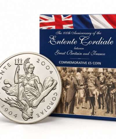 Rare: 2004 Entente Cordiale UK £5 BU Coin in Mint Pack