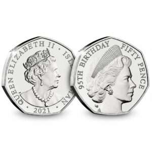 2021 Isle of Man Queen Elizabeth 60s Luigi Badia Portrait 50p BU Coin in Capsule