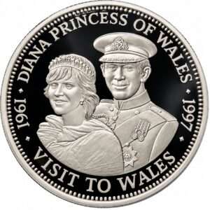 1997 Liberia - Diana - Visit to Wales $20 Silver Proof Coin in Capsule<br><i>Silver .999, 31.1g</i>
