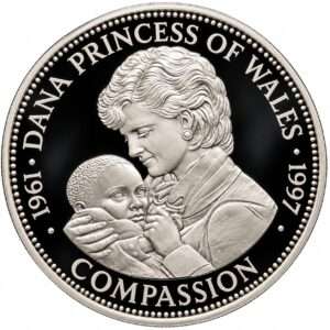 1997 Liberia - Diana - Compassion $20 Silver Proof Coin in Capsule<br><i>Silver .999, 31.1g</i>