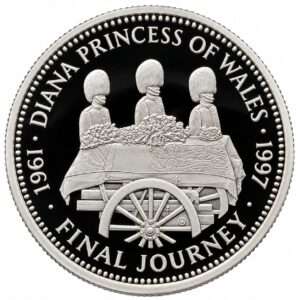 1997 Liberia - Diana - Final Journey $20 Silver Proof Coin in Capsule<br><i>Silver .999, 31.3g</i>