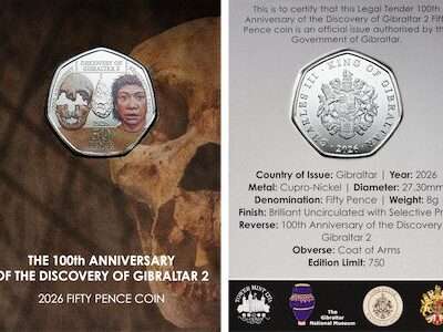 2026 Discovery of Gibratlar 2 Skull Coloured BU 50p Dispatched early November