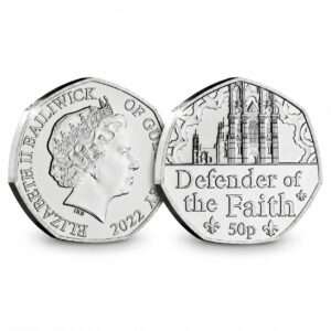 2022 Guernsey 'Defender of Faith' 50p BU Coin in Capsule
