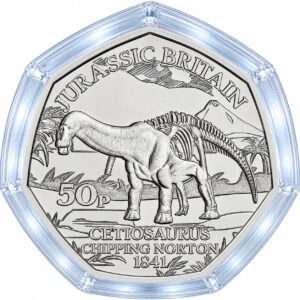 2023 Isle of Man Jurassic Britain Cetiosaurus BU 50p Coin in Capsule