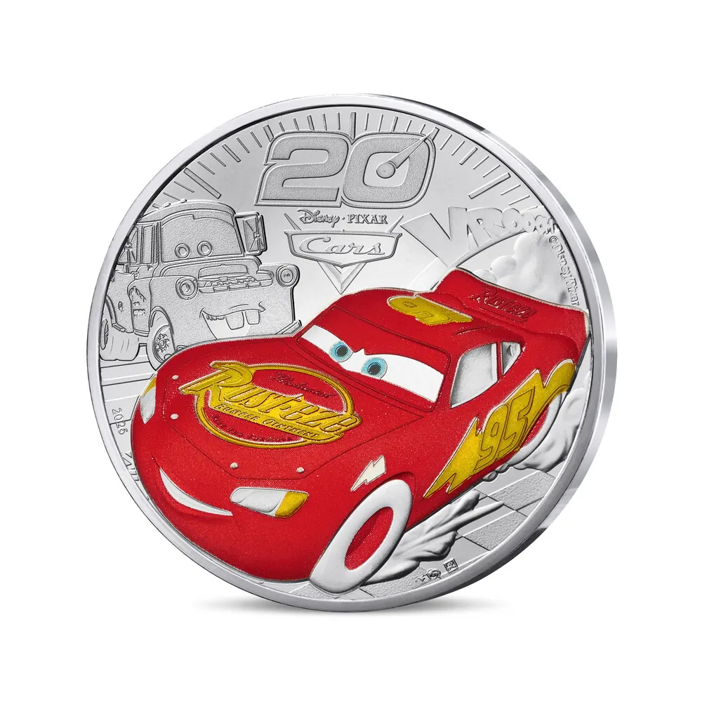 2026 France - Disney Animation Classics - Cars 10€ Silver Coloured BU - Image 3