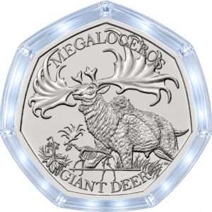 2024 Ice Age Giants - 03 Giant Deer 50p BU Coin in Capsule