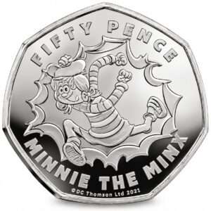 2021 Pitcairn Islands - Minnie the Minx 50p BU Coin in Capsule