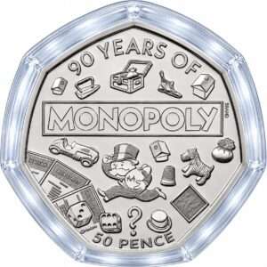 2025 90 Years of Monopoly BU 50p Coin in Capsule