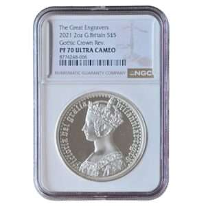 2021 UK The Gothic Crown - Victoria Portrait 2 Oz Silver Proof PF70 NGC Graded