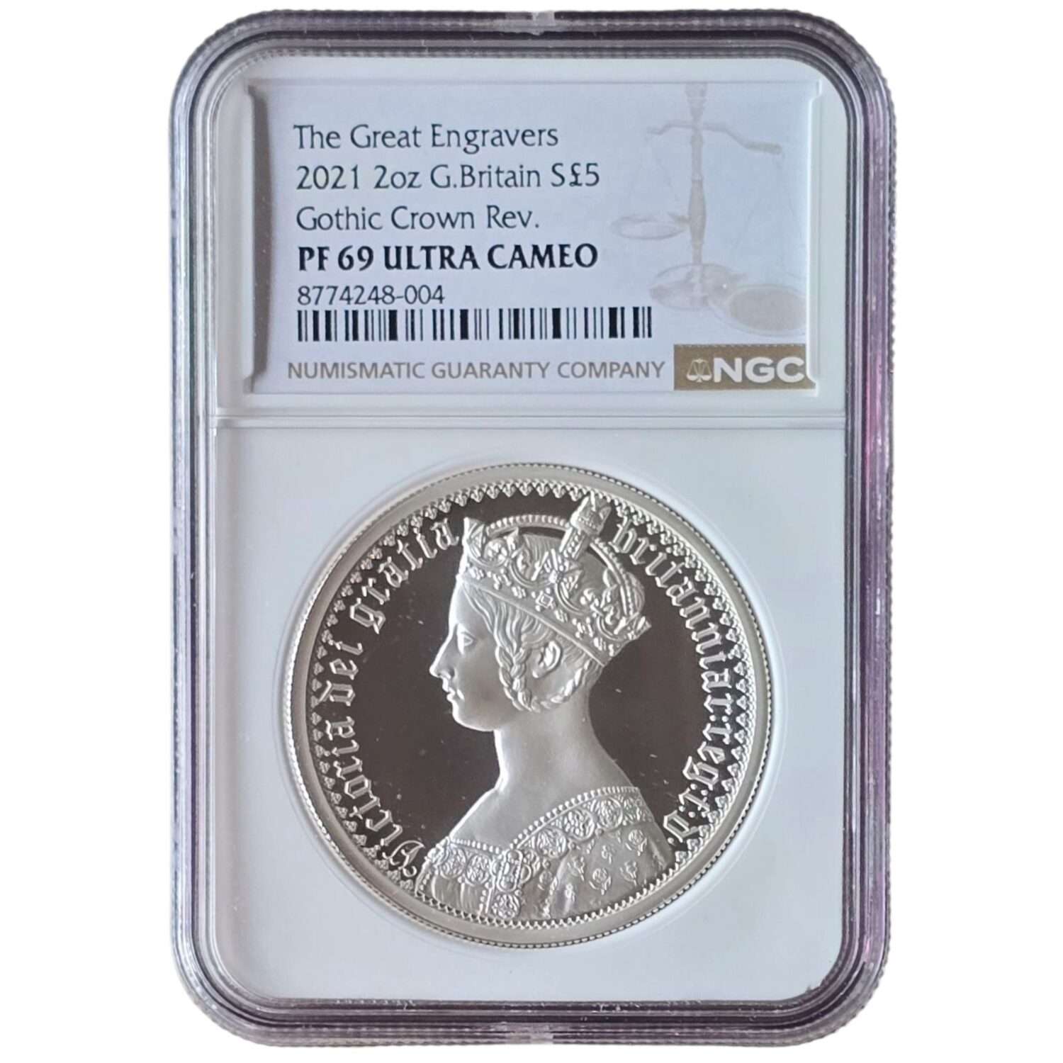 2021 UK The Gothic Crown - Victoria Portrait 2 Oz Silver Proof PF69 NGC Graded