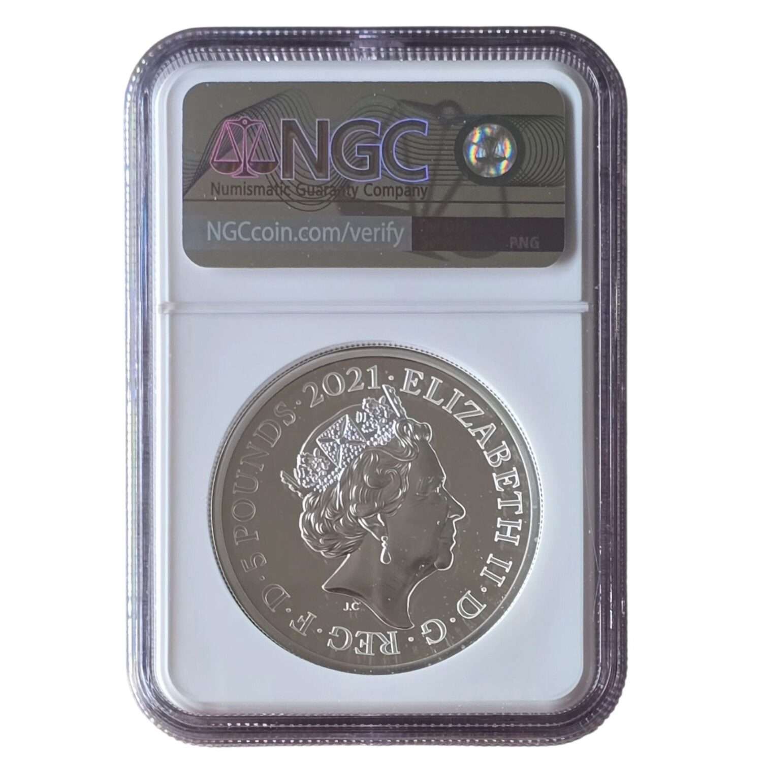 2021 UK The Gothic Crown - Quartered Arms 2 Oz Silver Proof PF69 NGC Graded