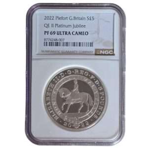 2022 Platinum Jubilee £5 Silver Proof Piedfort PF69 NGC Graded
