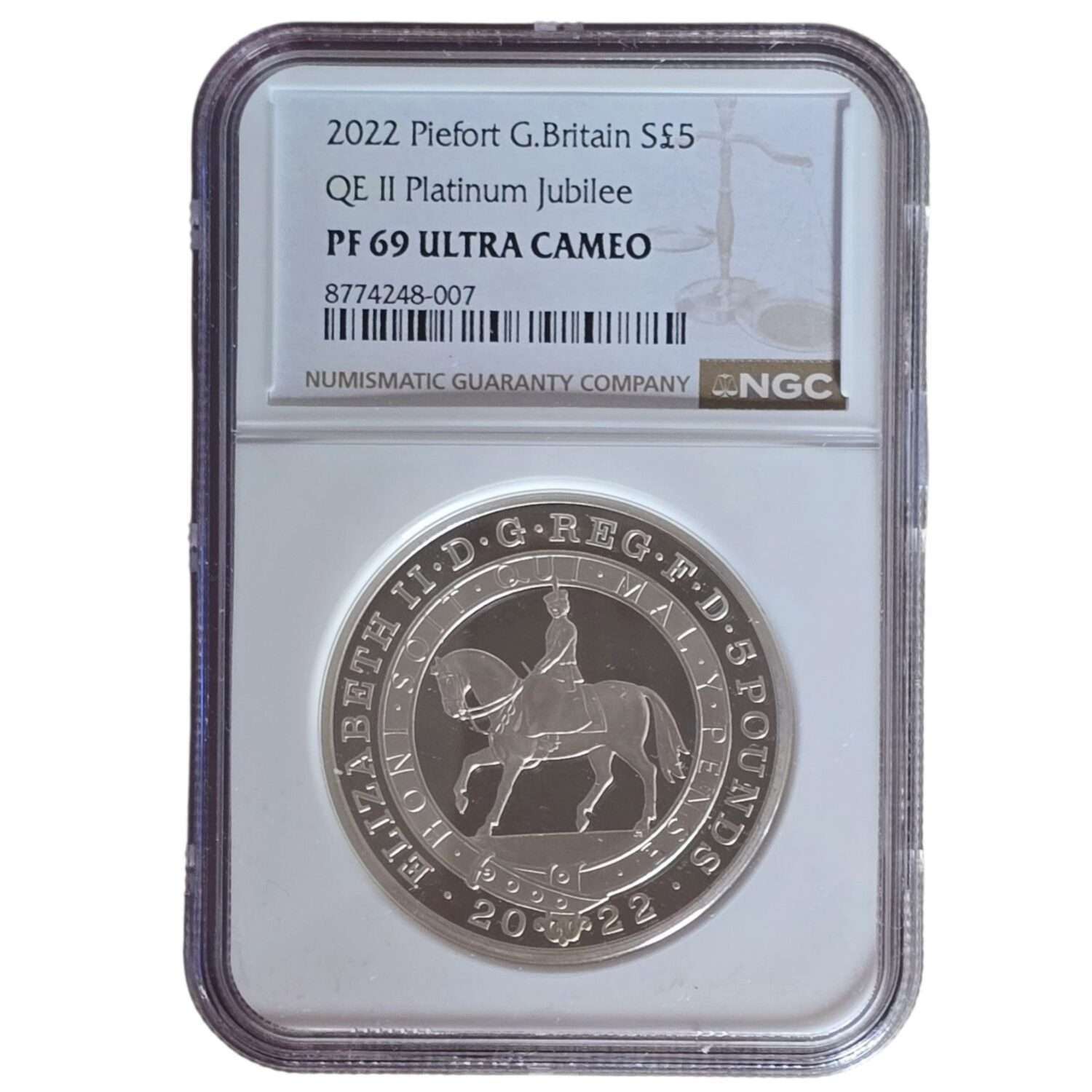 2022 Platinum Jubilee £5 Silver Proof Piedfort PF69 NGC Graded