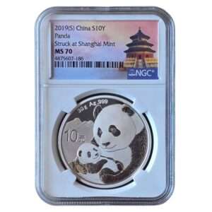 2019 (S) China - Panda 10 Yuan 30g Silver Shanghai Mint MS70 NGC Graded