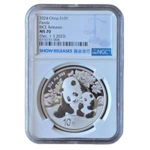 2024 China - Panda 10 Yuan 30g Silver 'BICE Release' MS70 NGC Graded Show Releases Holder