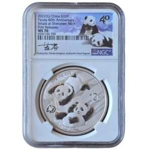 2022 (G) China - Panda 10 Yuan '40' 30g Silver Shenzhen Mint MS70 NGC Graded